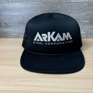 Vintage Arkam Steel Corporation Hat Cap Snapback Black Trucker Adjustable